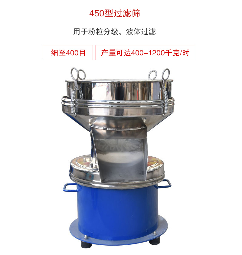 450型過濾篩用于粉粒分級(jí)、液體過濾